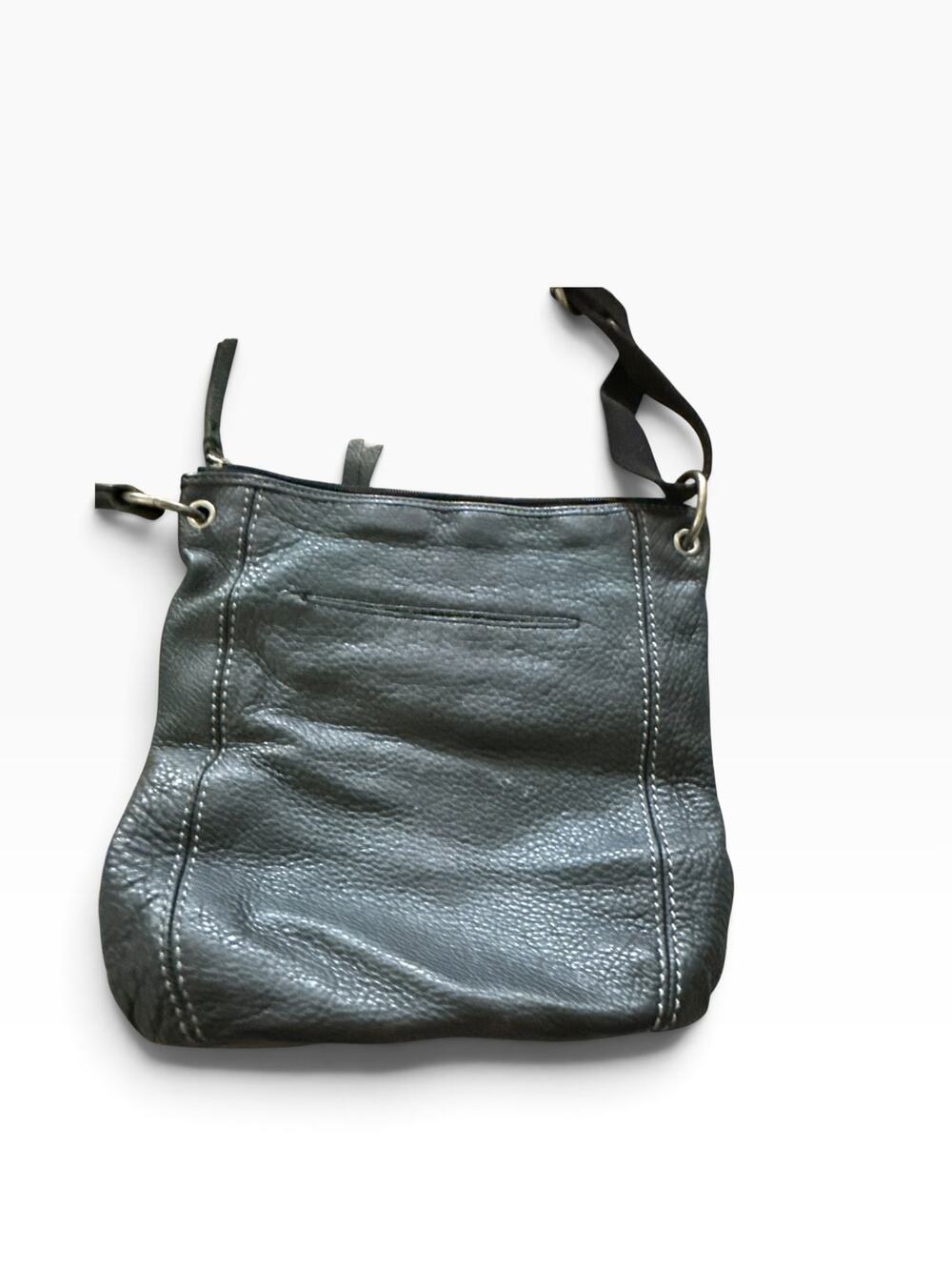 The Sak Black Pebbled Leather Crossbody Bag Adjustable Strap Zip Pockets